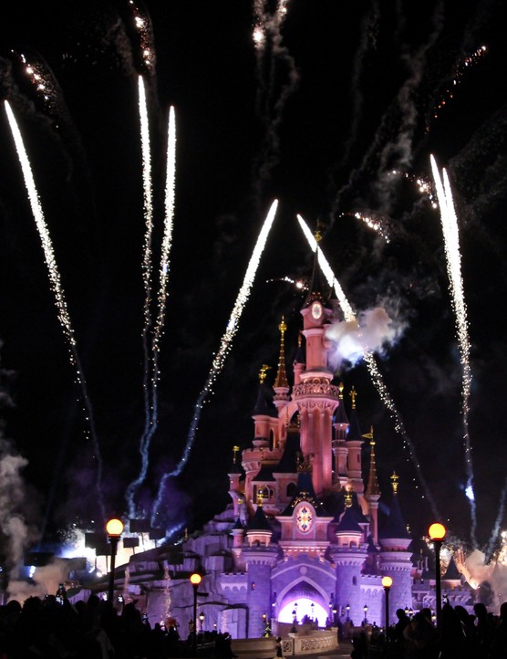 Coperni: Atmosphere - Paris Fashion Week - Womenswear Spring-Summer 2025 A view of Sleeping Beauty Castle of Disneyland Paris