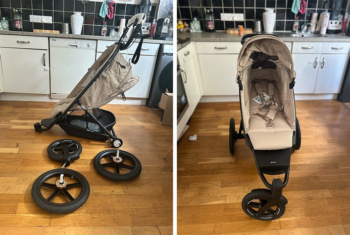 2 pictures of building Cybex Avi Spin pushchair