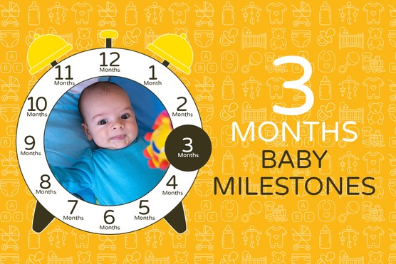 graphic showing 3 months old baby milestones
