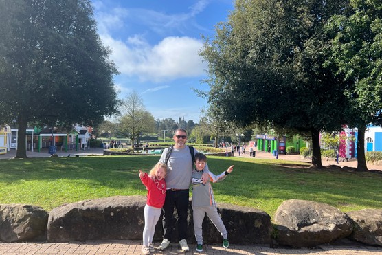 Alton Towers review standing at entrance