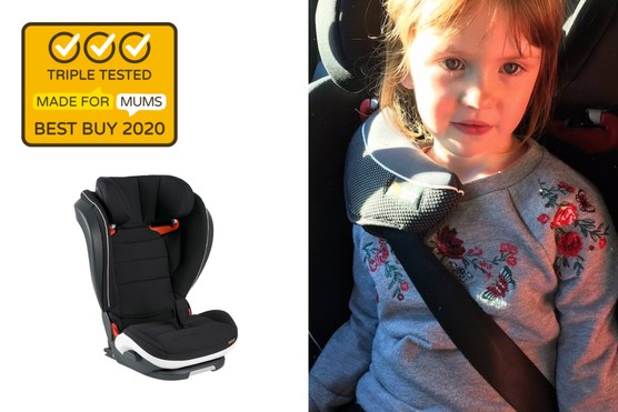Photo of a child in the BeSafe iZi Flex Fix iSize car seat