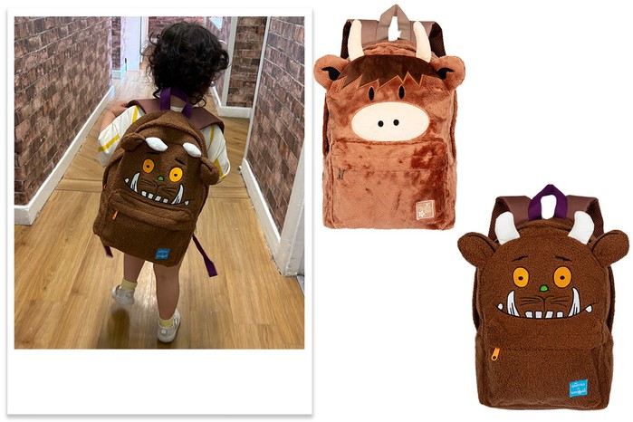 Blade & Rose backpack product shots and tester picture of chidl wearing Gruafflo backpack Blade & Rose backpack product shots and tester picture of chidl wearing Gruafflo backpack