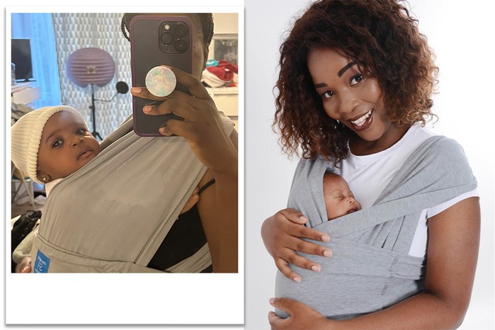 Dreamgenii Snuggleroo Baby Carrier tester picture and lifestyle product shot Dreamgenii Snuggleroo Baby Carrier tester picture and lifestyle product shot