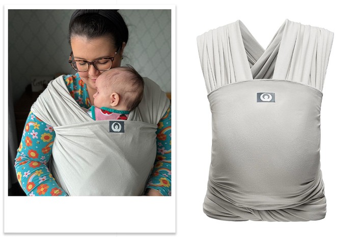 Gaia Stretchy Baby Wrap in Organic Cotton tester picture and product shot Gaia Stretchy Baby Wrap in Organic Cotton tester picture and product shot