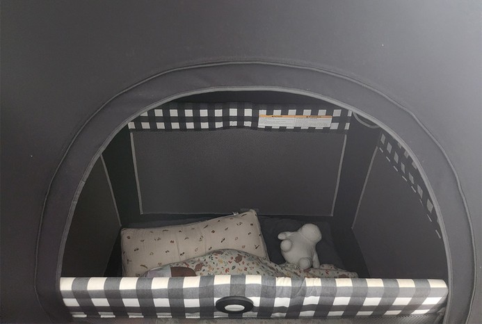 Inside of SlumberPod Blackout Sleep Tent Inside of SlumberPod Blackout Sleep Tent