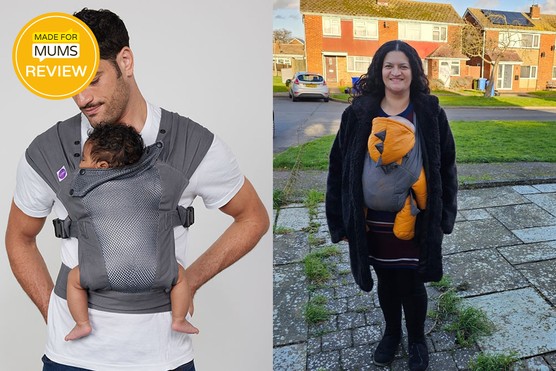 Izmi Breeze Baby Carrier review - tester picture and product shot