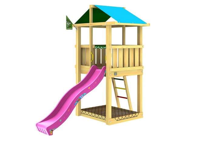 Jungle Hut Wooden Climbing Frame with slide