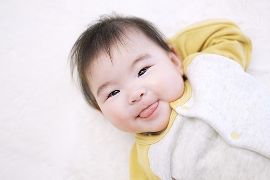 Korean baby girl smiling