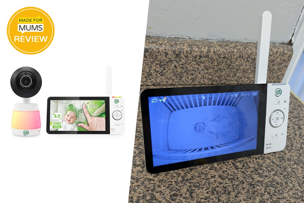 LeapFrog LF2936FHD baby monitor review including product shot and view of baby on monitor
