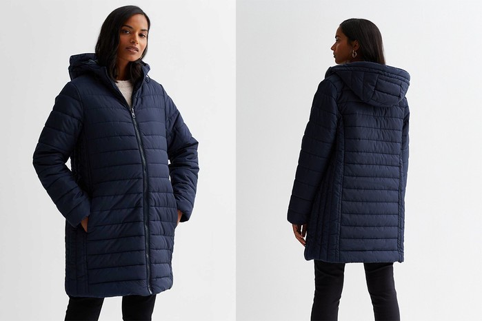 New Look Maternity Navy Hooded Longline Puffer Jacket New Look Maternity Navy Hooded Longline Puffer Jacket