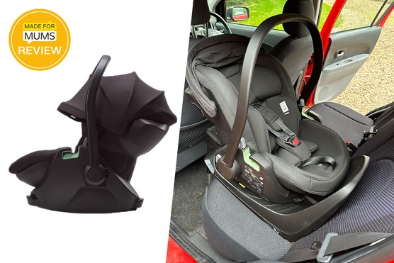 Thule Maple car seat review - product shot and tester picture of seat fitted in car