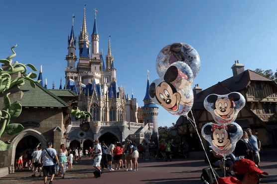 Balloons and Castle at Magic Kingdom in Disney World Orlando