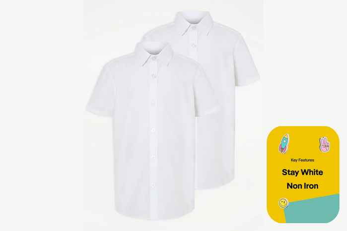 Boys White Short Sleeve Non Iron School Shirts 2 Pack