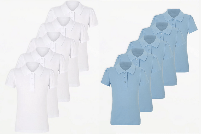 PoloShirts Girls Scallop School Polo 5 Pack