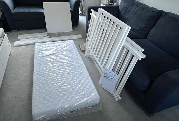 Ickle Bubba Hartley Classic Cot unboxed before building Ickle Bubba Hartley Classic Cot unboxed before building
