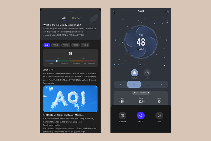 levoit sprout air purifier app homescreen and aqi screen levoit sprout air purifier app homescreen and aqi screen