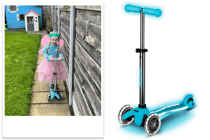 Mini Micro Light Up & Glow Scooter tester picture and product shot Mini Micro Light Up & Glow Scooter tester picture and product shot