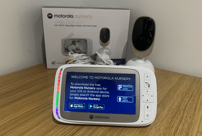 Motorola Nursery VM85 baby monitor welcome screen