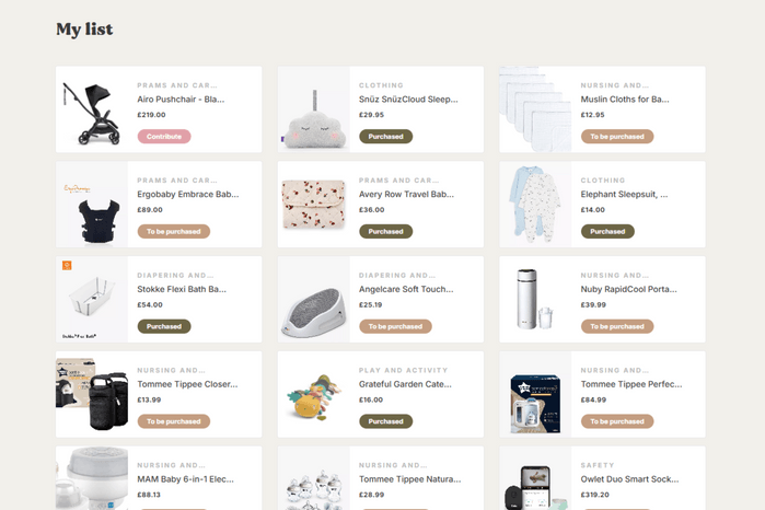 MyCrib Wishlist Feature